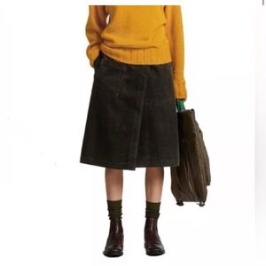 Uniqlo JW Anderson Corduroy Wrap Skirt, Size: L, Color: Brown/Green, Worn Once